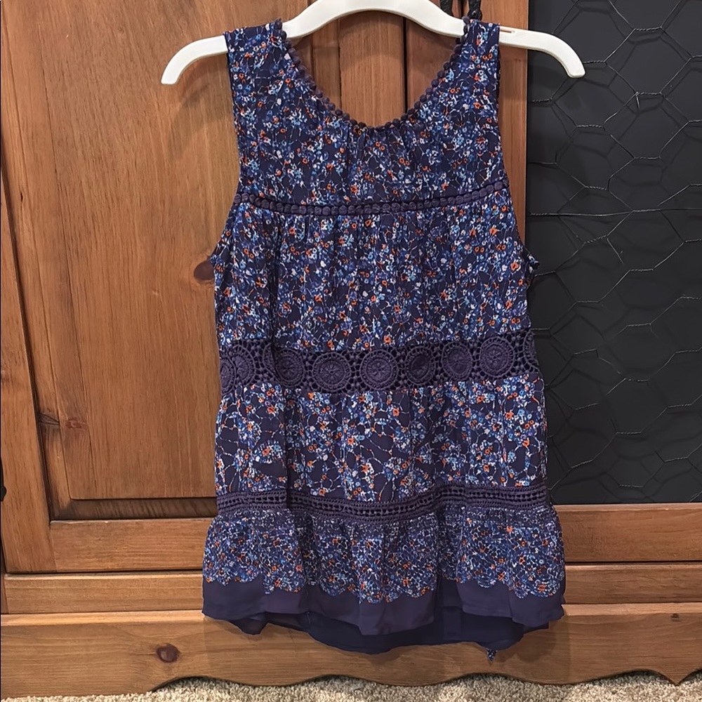 Floral Sleeveless Top with Crochet Details